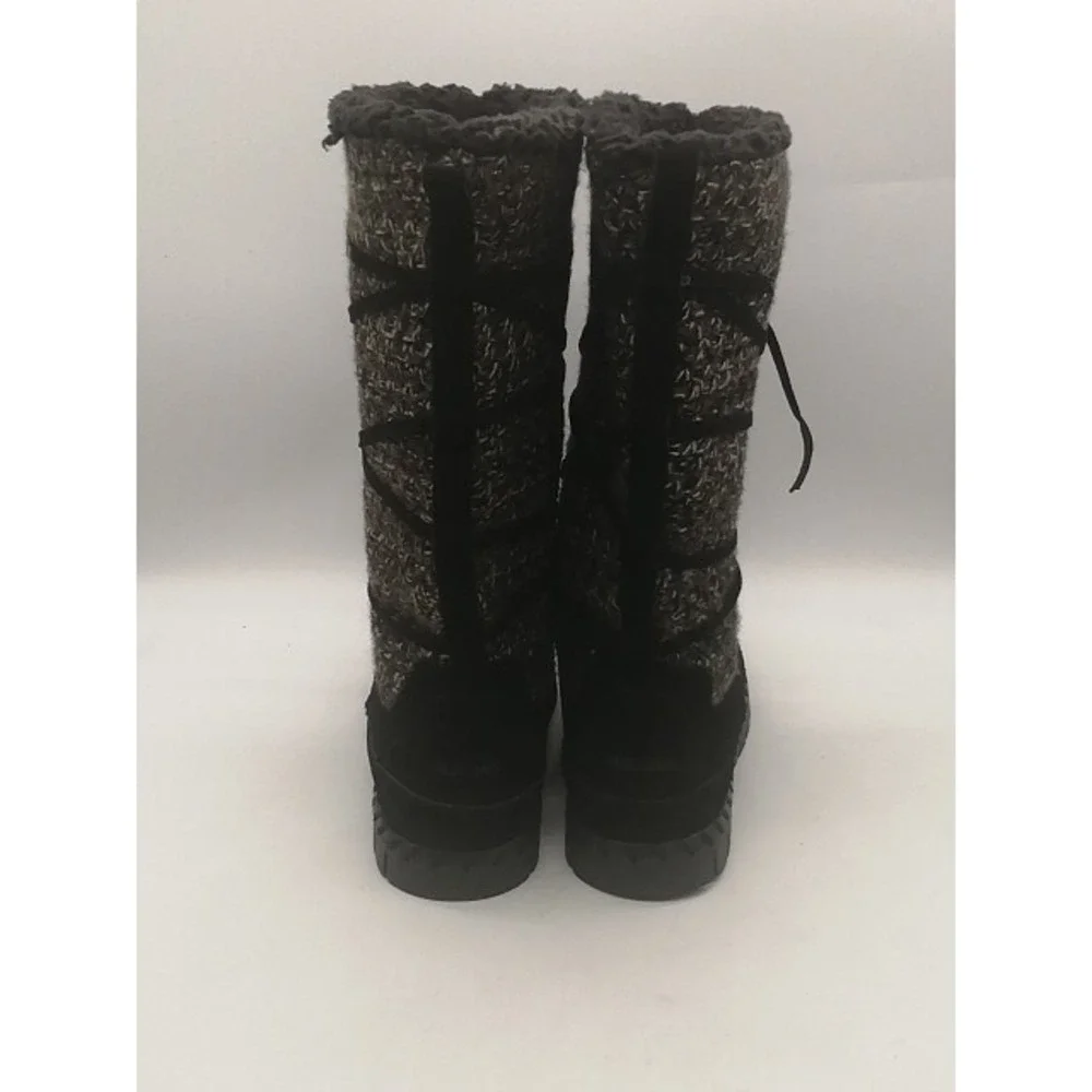 Muk Luks Boots Womens Black 7 Suede Faux Fur Lined Winter Shoes Warm WPL6134